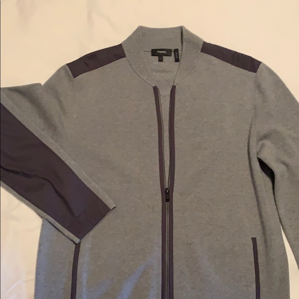 Men’s Theory full zip merino wool sweater